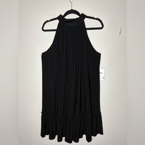 Julian Taylor Black Sleeveless Halter Dress Ruffled Hem Size 3x